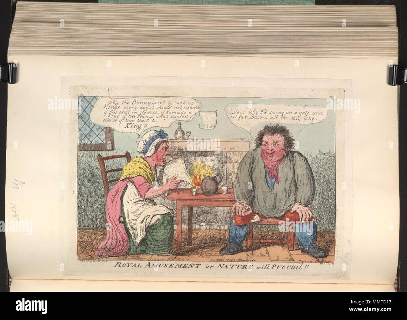 Caricature Of Napoleon I British Political Cartoon A Countryman And His Wife In Their Kitchen The Wife Is Reading In A Newspaper About Napoleon S Creation Of Kings Including His Brothers As