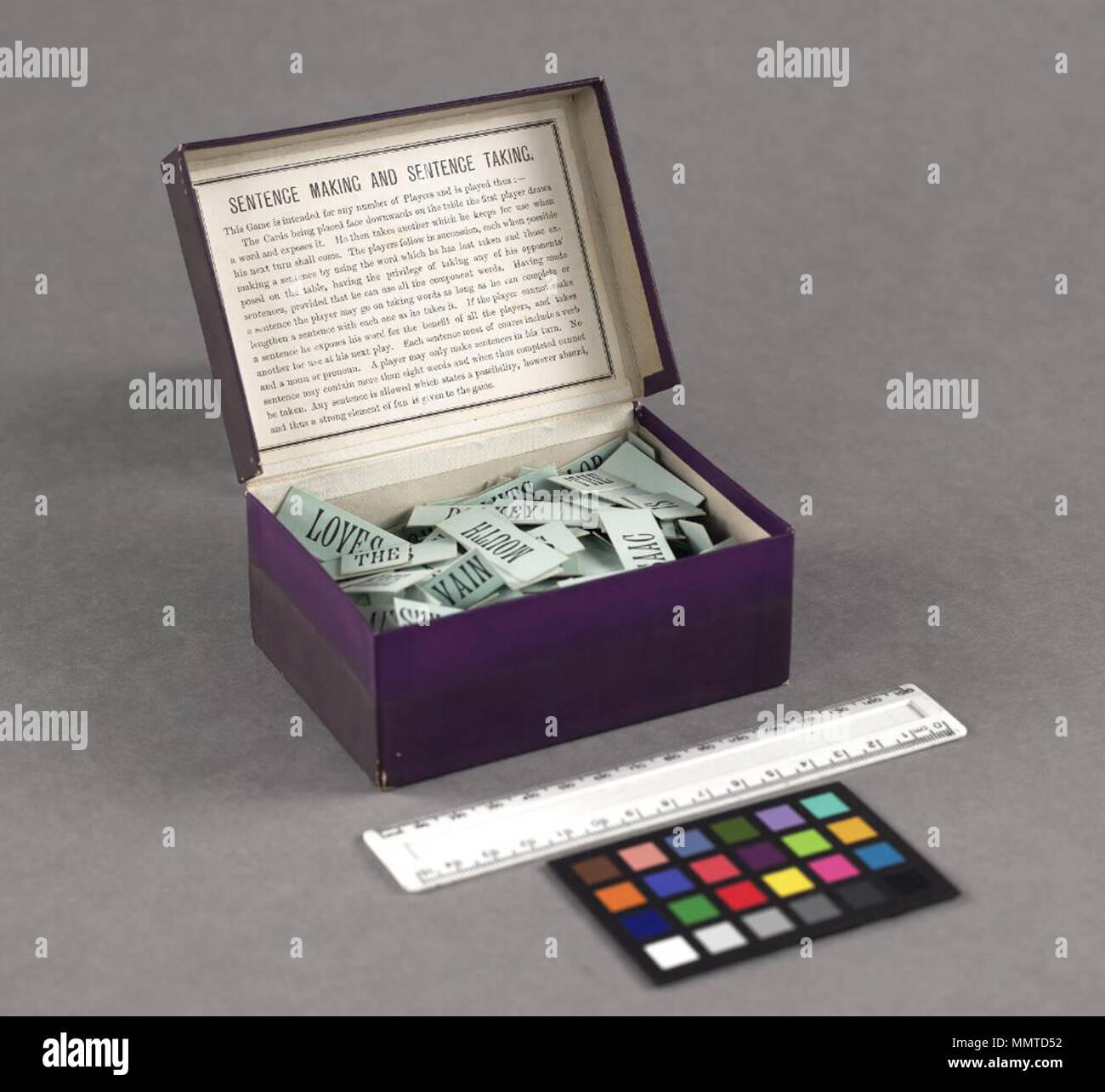 Game entitled Sentence making and sentence taking; box of ...