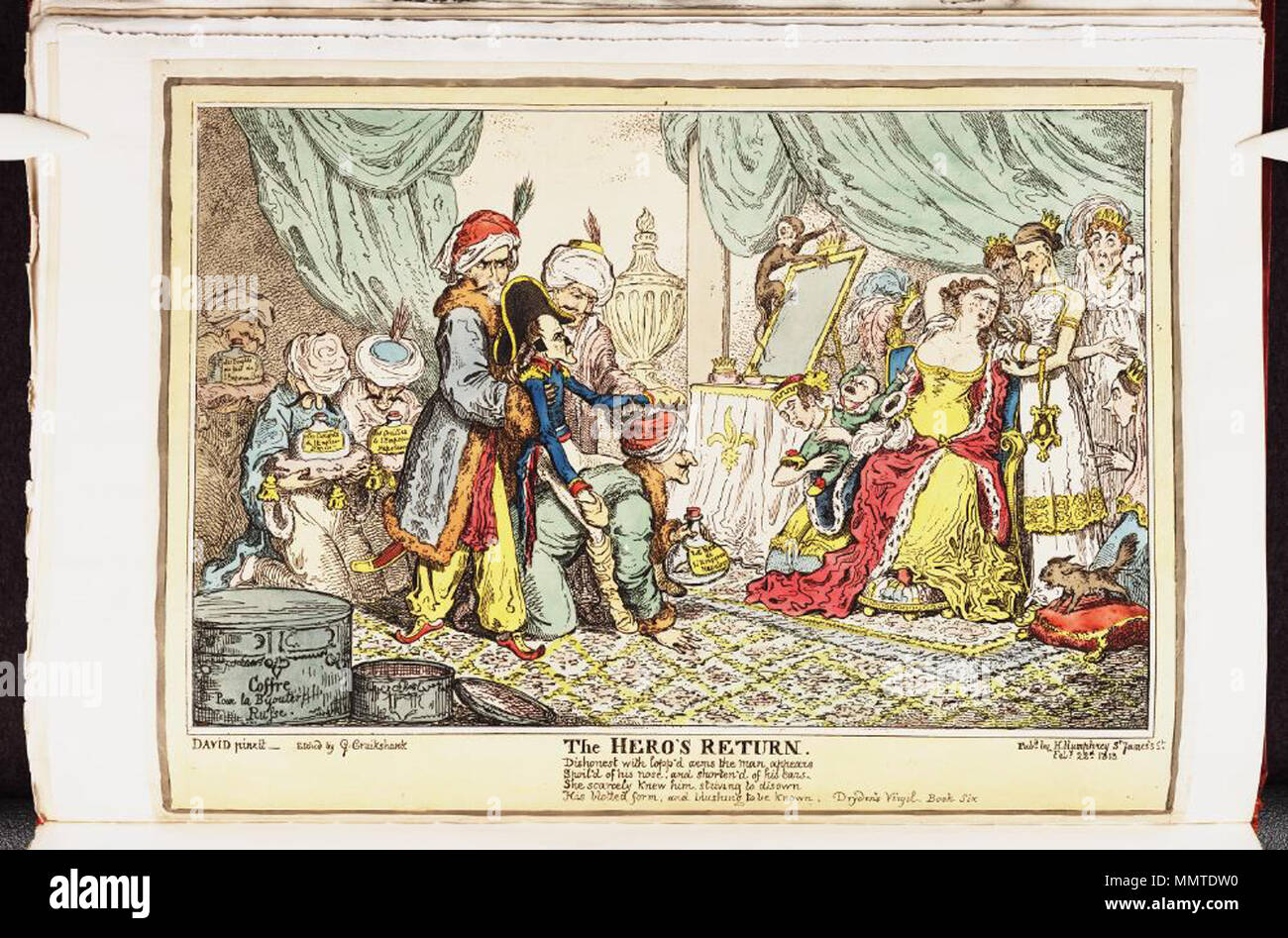 . Satire on Napoleon's Russian campaign. (British political cartoon)  The hero's return. 22 February 1813. Bodleian Libraries, The hero's return Stock Photo