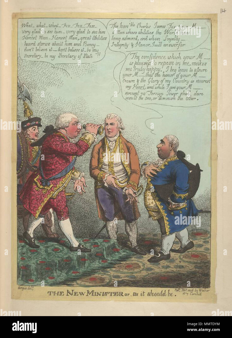 . British political cartoon; 'Argus delt.'; The new minister or: As it ...