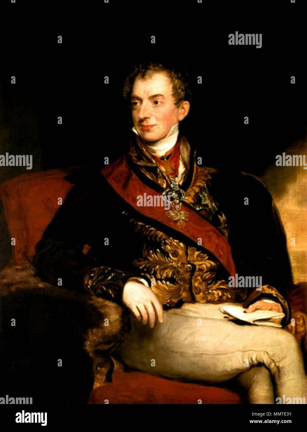 . The original work was first exhibited in 1815, but probably revised in 1818/9 [1].  Portrait of Prince Klemens Wenzel von Metternich, German-Austrian diplomat, politician and statesman (1773-1859). 1815. Prince Metternich by Lawrence Stock Photo