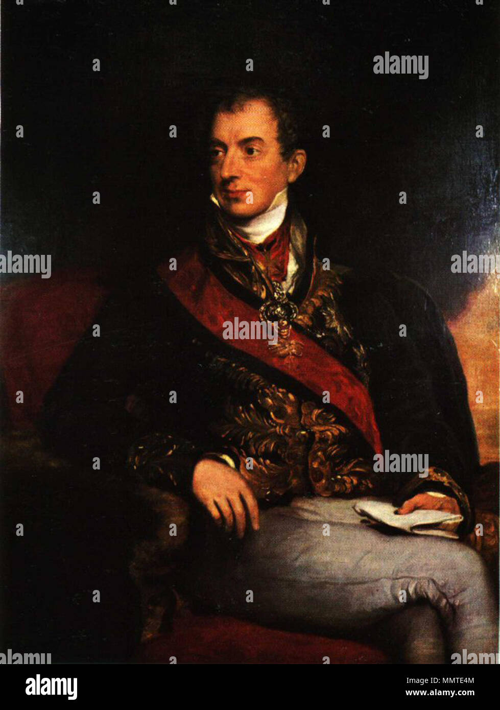 . First exhibited in 1815, the portrait was probably revised in 1818/9 [1]  English: Portrait of Klemens von Metternich, German-Austrian diplomat, politician and statesman (1773-1859) . 1815. Klemens von Metternich by Lawrence Stock Photo