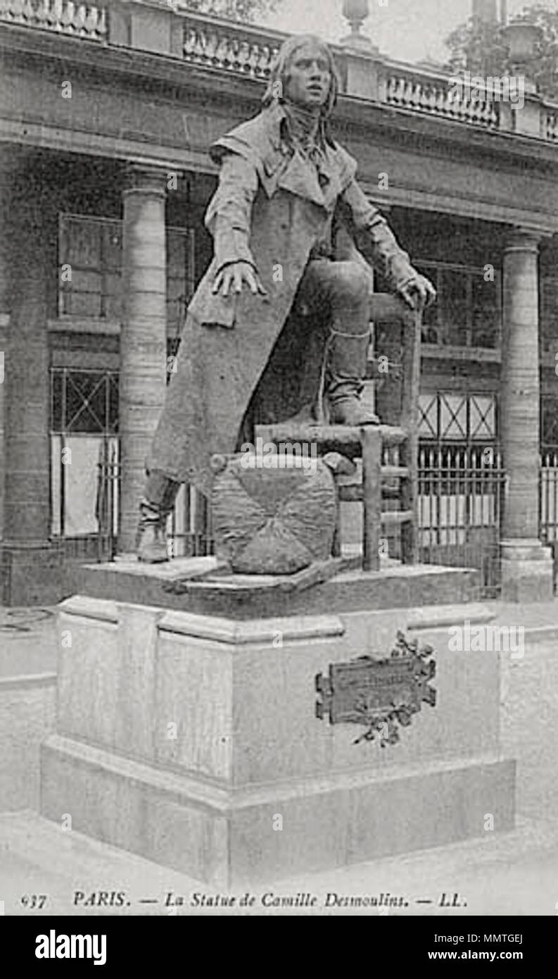 English: Carte postale : Monument à Camille Desmoulins by Eugène-Jean  Boverie, bronze erected in the Palais-Royal Gardens, melted in 1942.  Boverie Camille Desmoulins Stock Photo - Alamy