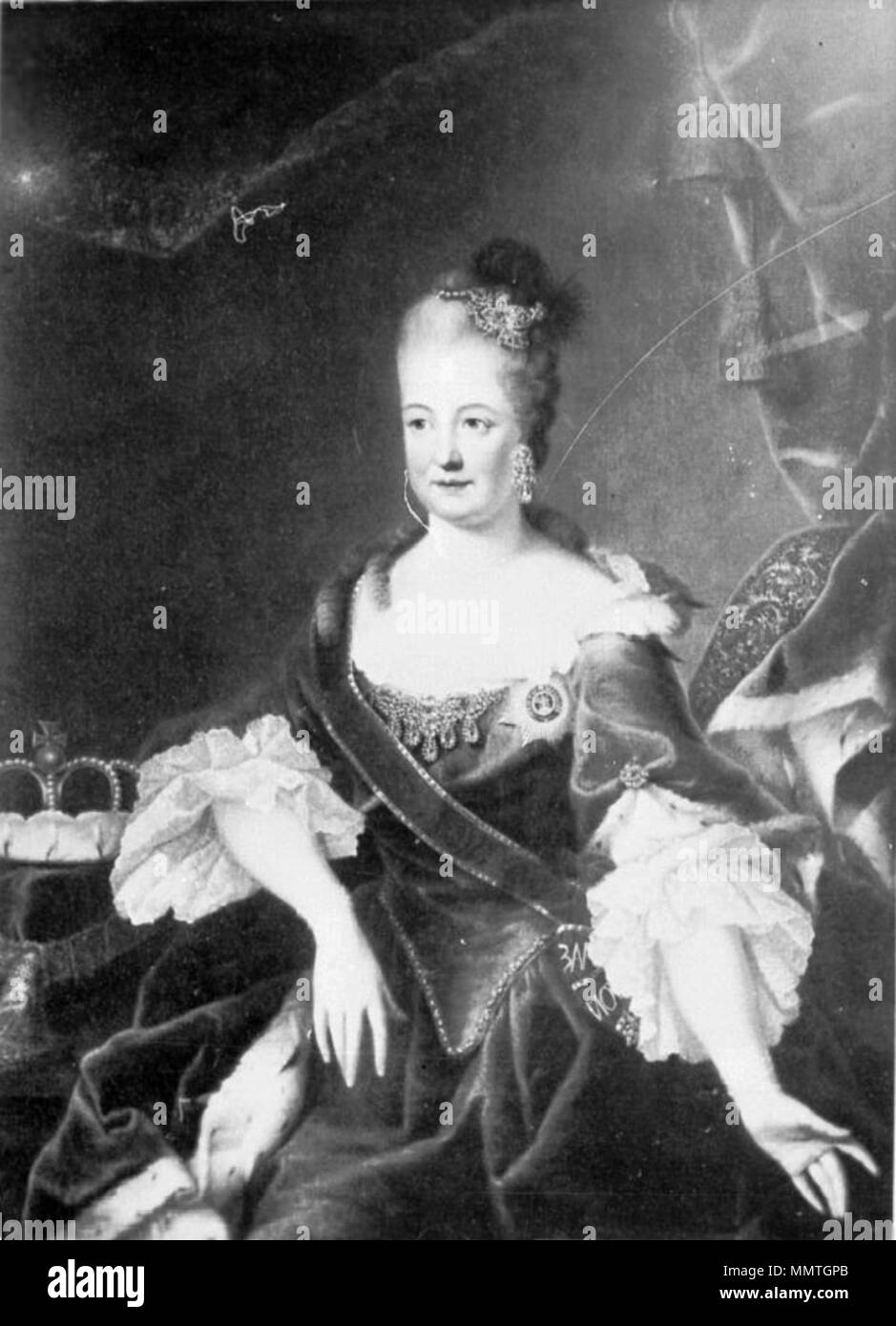 .  English: Portrait of the Countess Palatine Elisabeth Auguste of Sulzbach (1721-1794)  . 18th century. Brandt - Elisabeth Augusta of Sulzbach Stock Photo