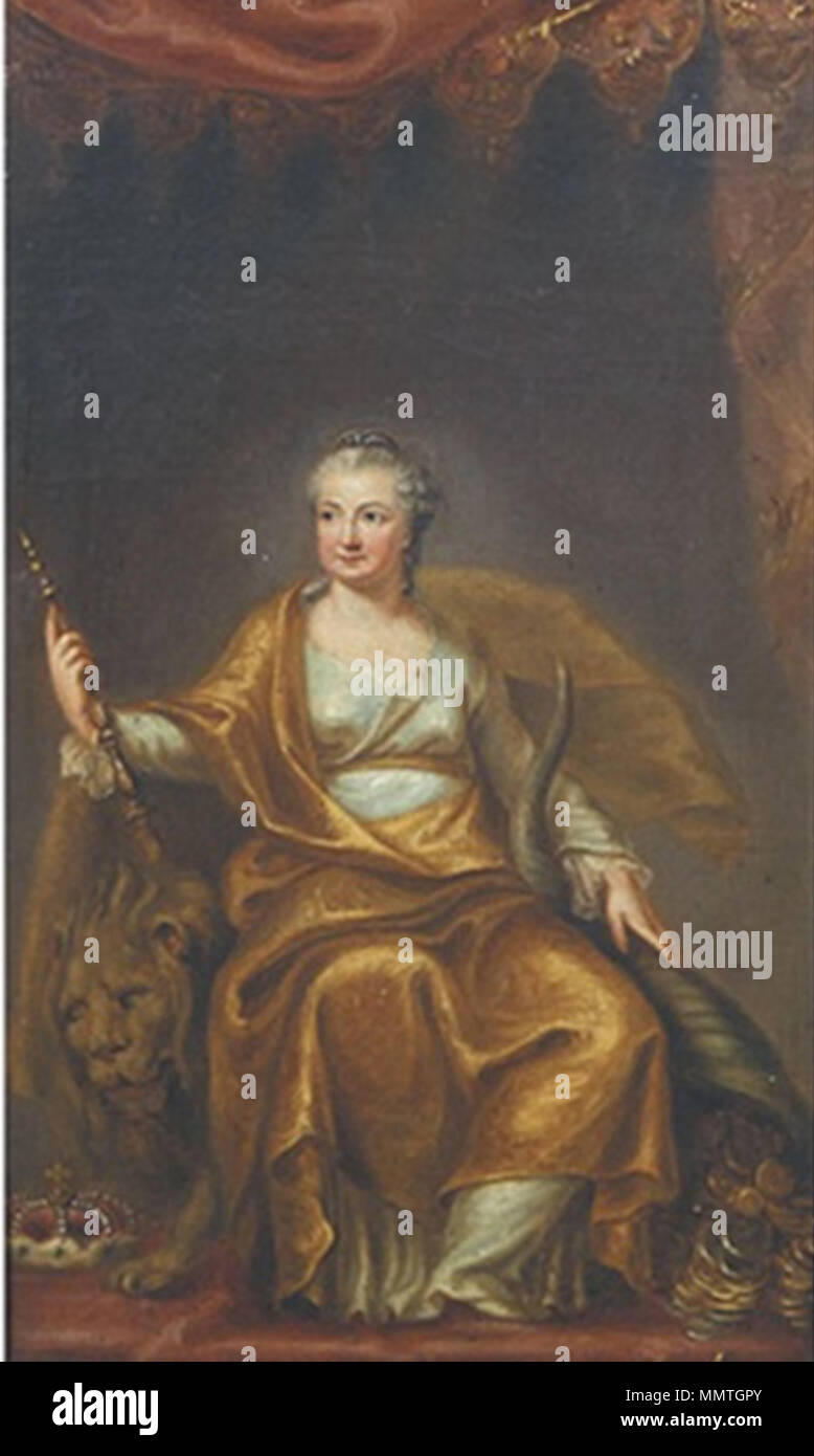 .  English: Portrait of Countess Palatine Elisabeth Auguste of Sulzbach (1721-1794)  . 18th century. Brandt, attributed to - Elisabeth Augusta of Sulzbach Stock Photo