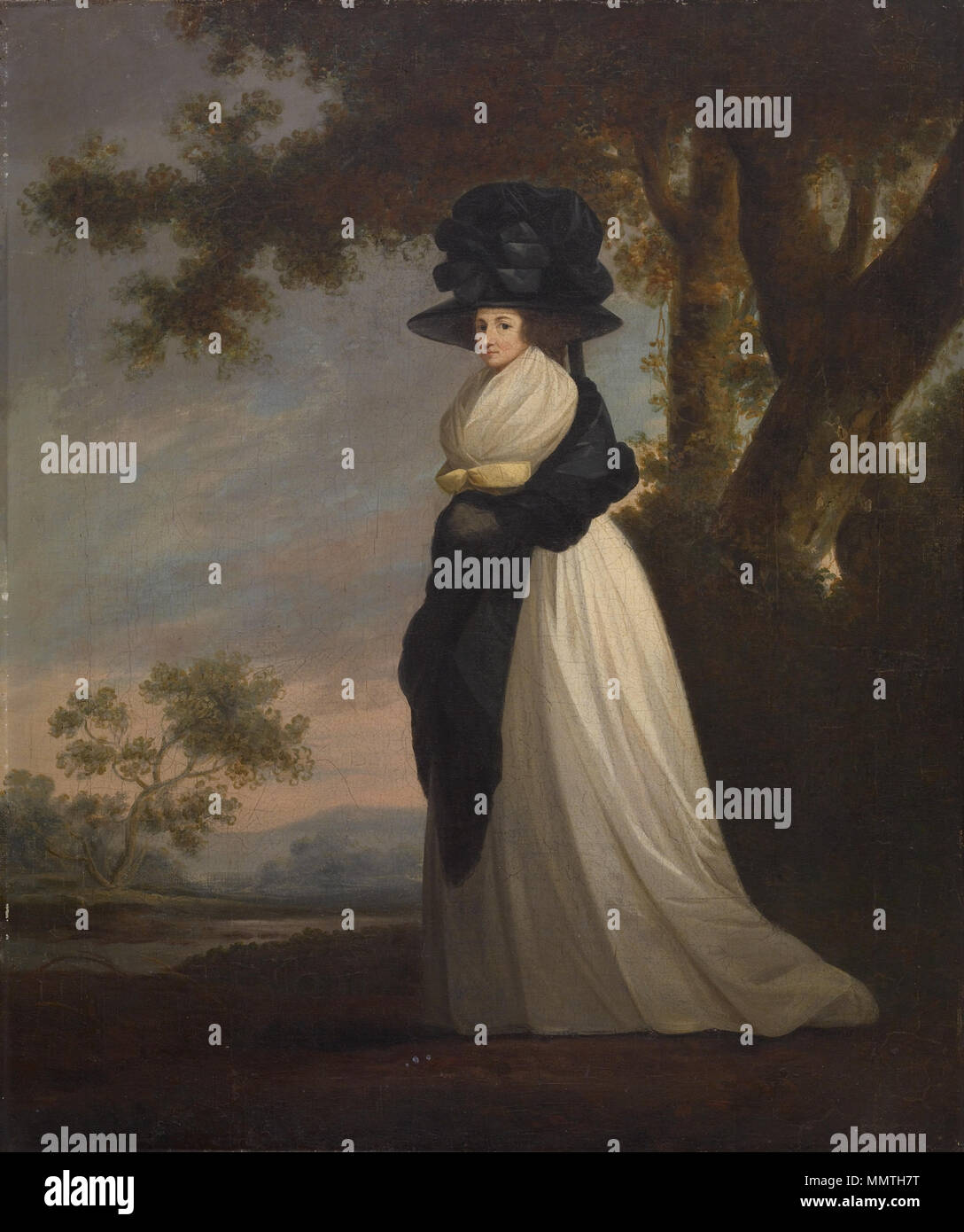 37.1985 Anonymous (English). 'Portrait Of Lady Wearing Elaborate Hat,' 1780-1800. oil on canvas. Walters Art Museum (37.1985): S. British - Portrait of a Lady Wearing an Elaborate Hat - Walters 371985 Stock Photo