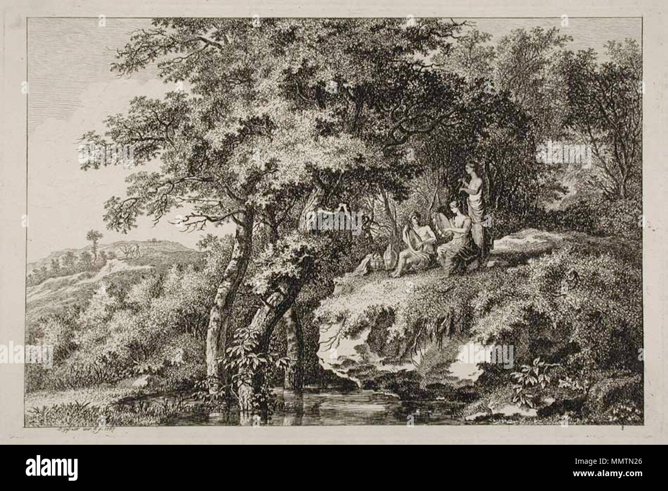 English: Bucolic scenery (1767) by Salomon Gessner (1730-1788). Deutsch:  Bukolische Szene (1767) von Salomon Gessner (1730-1788). BukolischeSzene  Stock Photo - Alamy