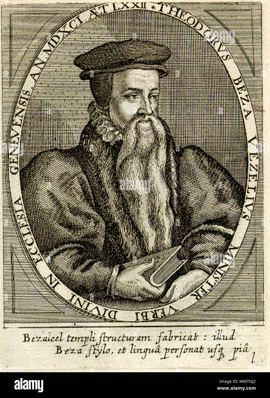 Bèze, Théodore de (1519-1605) - 1596 - inc Boissard, J.J Bibliotheca chalcographica -1652-69 Stock Photo