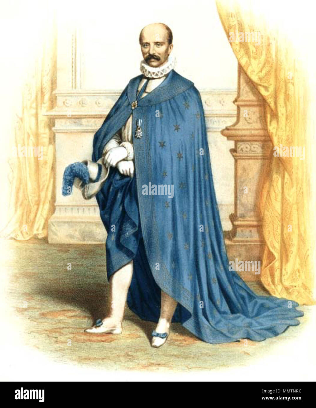 Caballero Gran Cruz de la Orden de Carlos III (Litografía en color del siglo XIX) Stock Photo