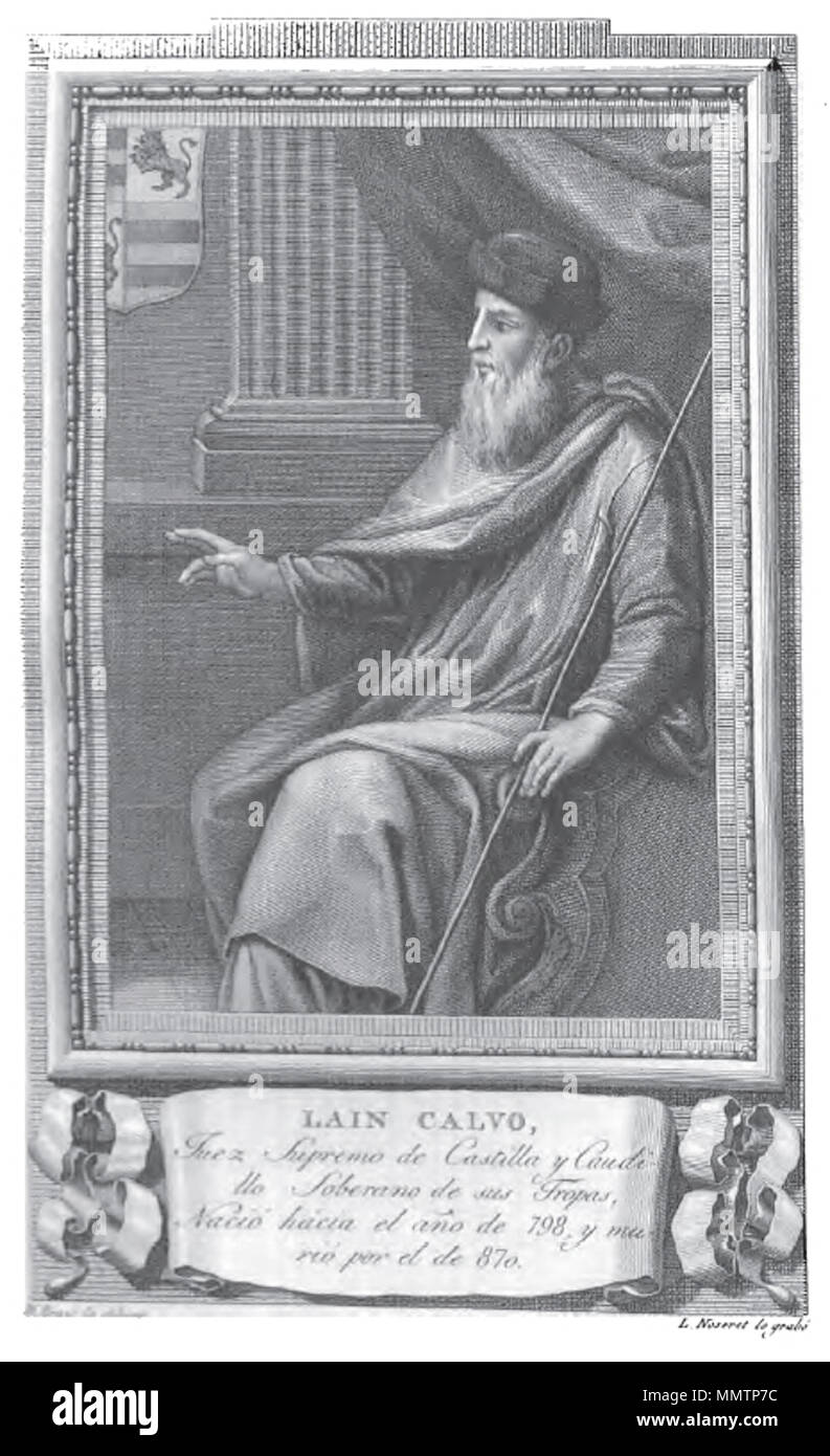 . Retrato de Lain Calvo.  . 1791. Grabado de Luis Fernández Noseret por dibujo de Manuel Eraso Lain Calvo Stock Photo