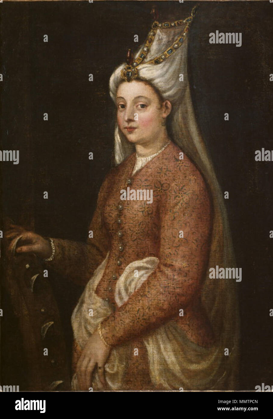 English: Cameria, daughter of Suleiman the Magnificent, as Saint Catherine . circa 1555. Tizian 121 Stock Photo