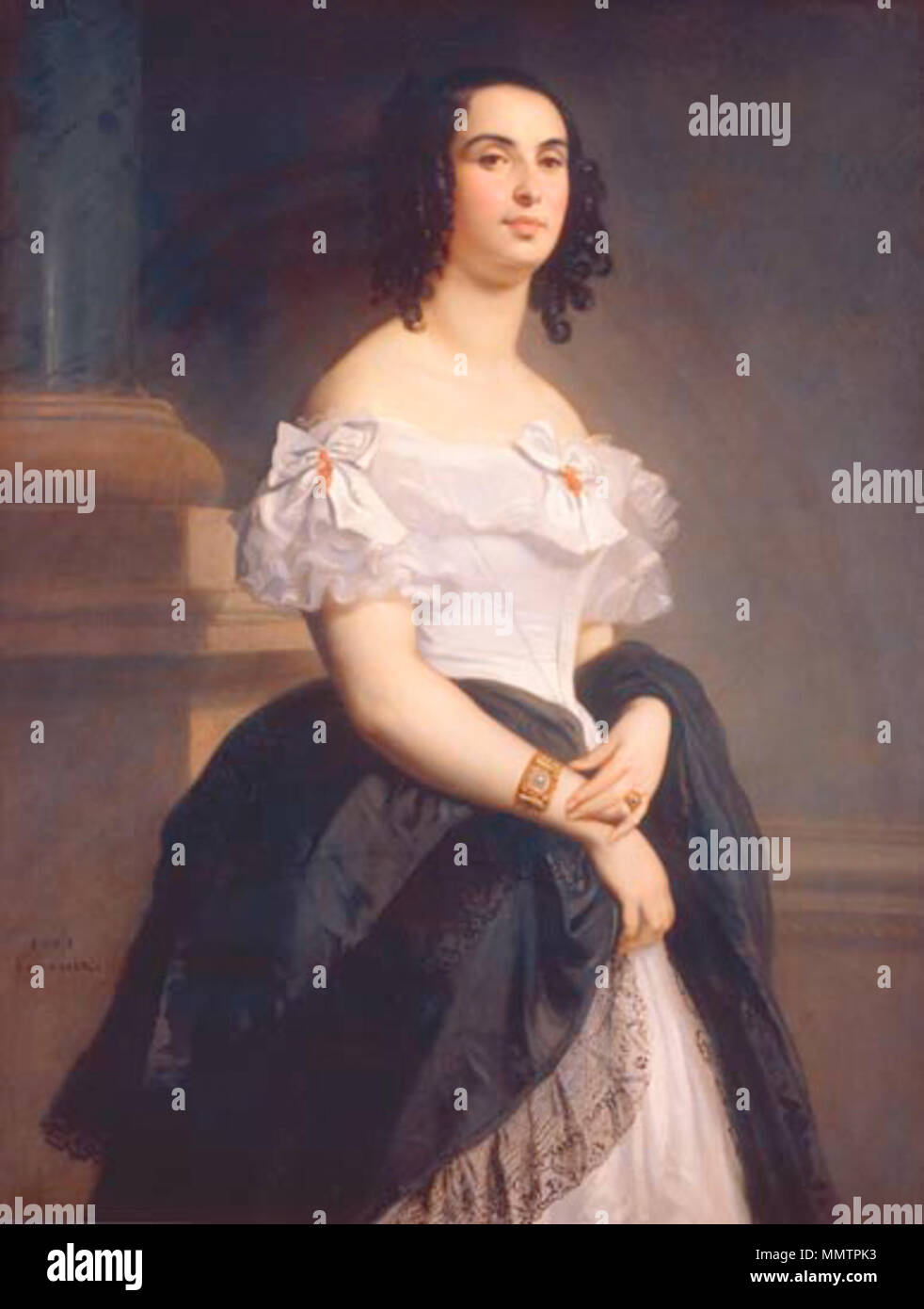 . Portrait of Adele Hugo (1803-1868)  . 1839. Adele Hugo by Louis Boulanger Stock Photo