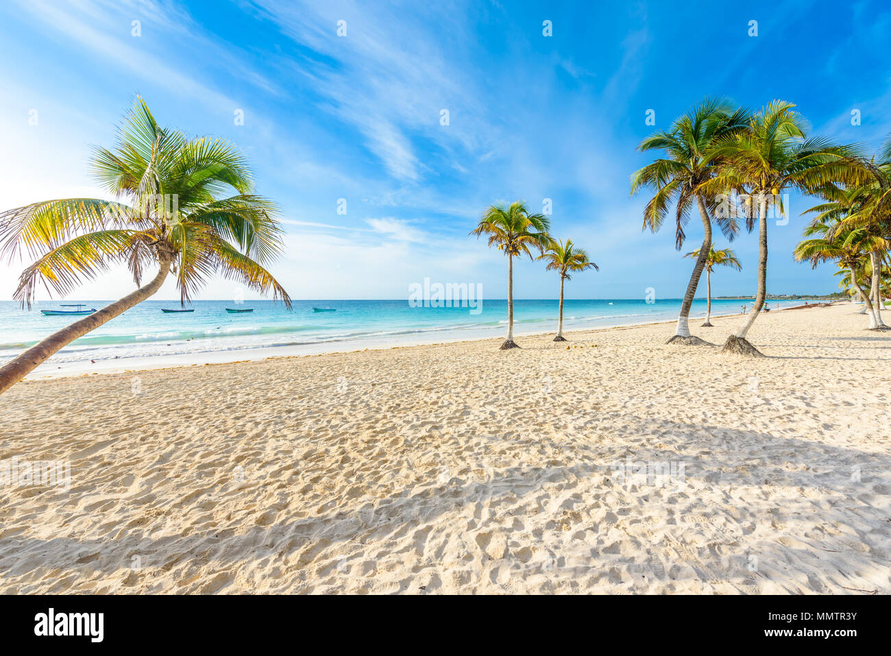 Paradise Beach also called Playa Paraiso at sunrise beautiful and