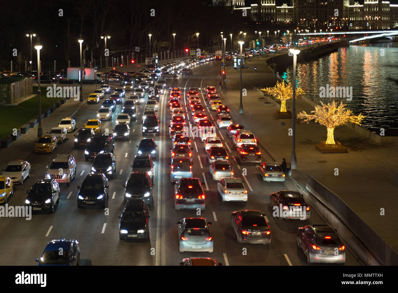 Moscow. Russia. Traffic jam in the center of the metropolis. Stock Photo