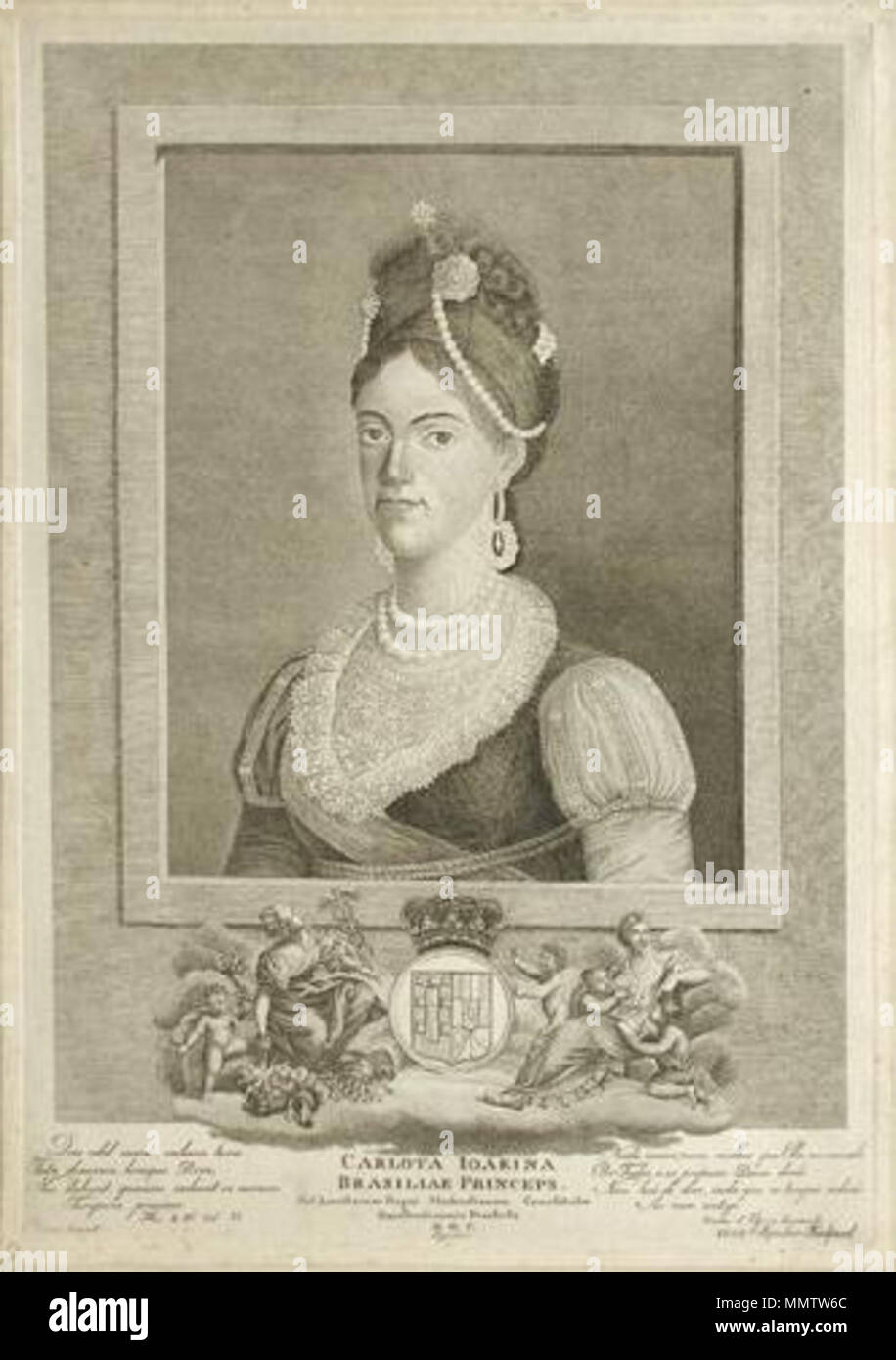 .  English: Carlota Joaquina of Spain as Princess of Brazil  . 1808. Carlota Joaquina of Spain as Princess of Brazil Stock Photo