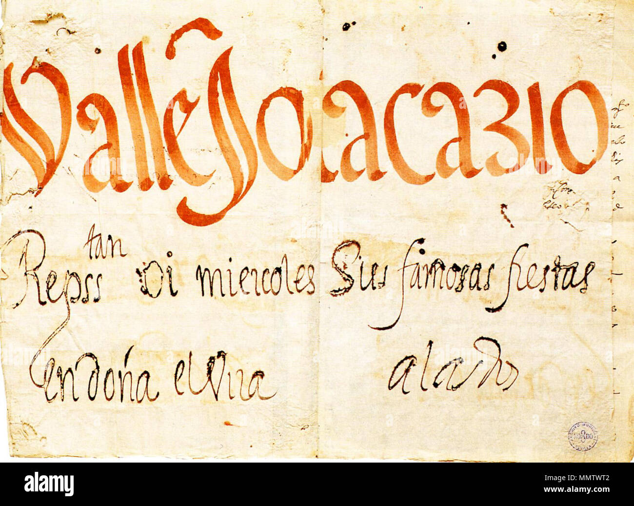Cartel de una representación en Sevilla (1619) Stock Photo