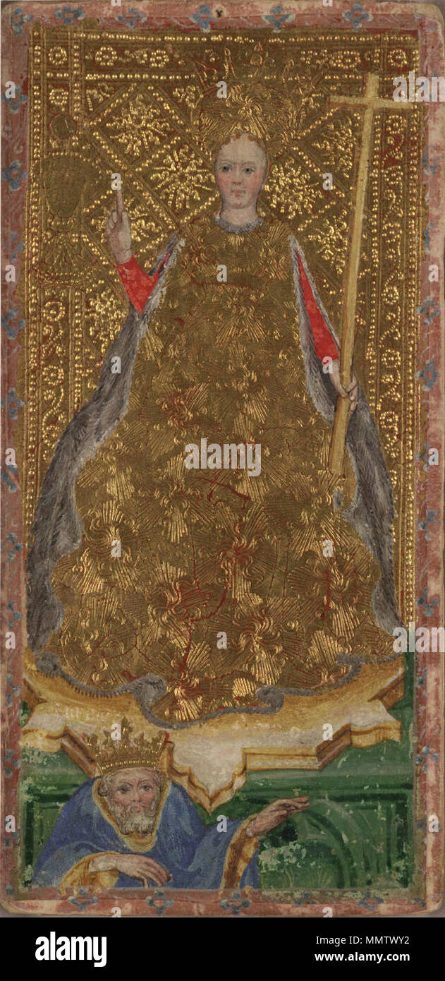 English: Faith. A card from the Visconti tarot deck. Italiano: La Fede del  mazzo Tarocchi Visconti di Modrone, detti anche Cary-Yale. . 15th century.  Bonifacio Bembo (1420–1480) Alternative names Bembo, Bonifazio