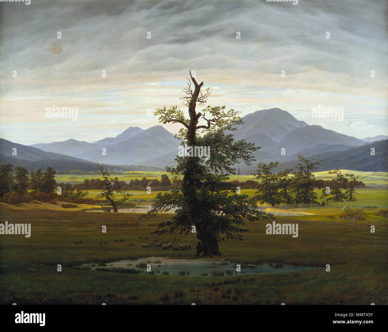Deutsch: Der einsame Baum English: Village Landscape in Morning