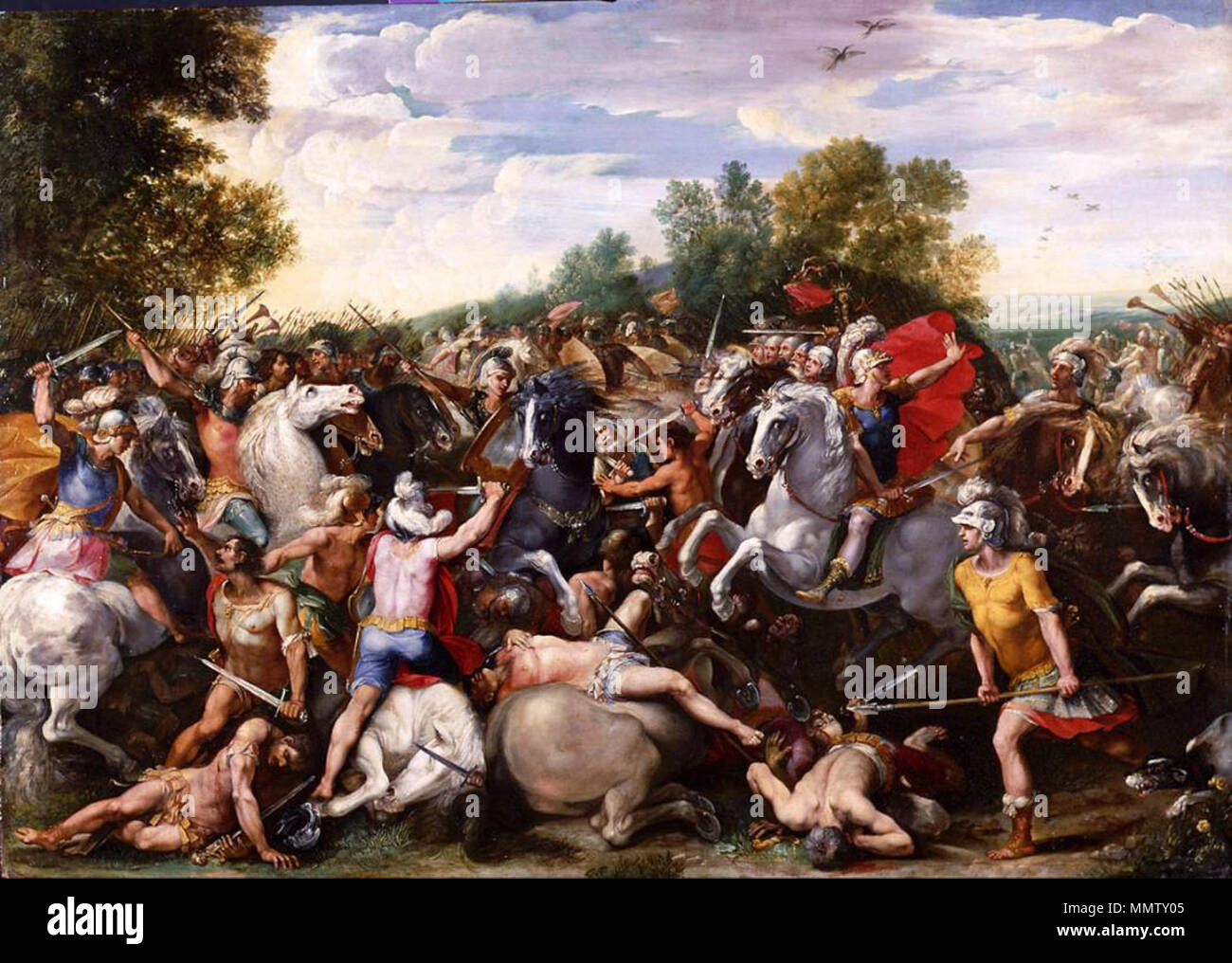 .  Français : La victoire de Tullus Hostilius sur les forces de Veies et de Fidena  . circa 1601. Cavalier d'Arpin-Tullus-Hostilius-Caen Stock Photo