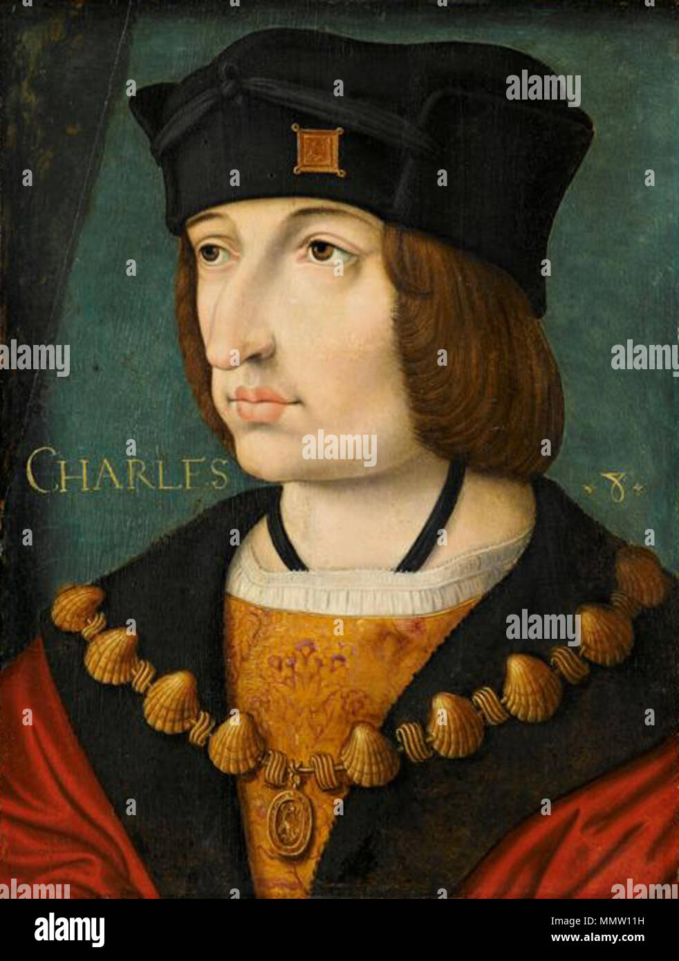 English: Charles VIII of France (1470-1498) . 16th century. Charles VIII Ecole Francaise 16th century Musee de Conde Chantilly Stock Photo