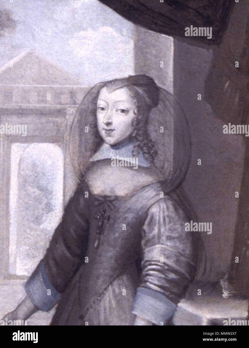 . English: Portrait of Christine of France with her children Ludovica, Adelaide Henrietta, Margherita Iolanda, and Charles Emmanuel - detail; Museo Civico d'Arte Antica  . 17th century. Unknown Christine of France with her children - detail Stock Photo