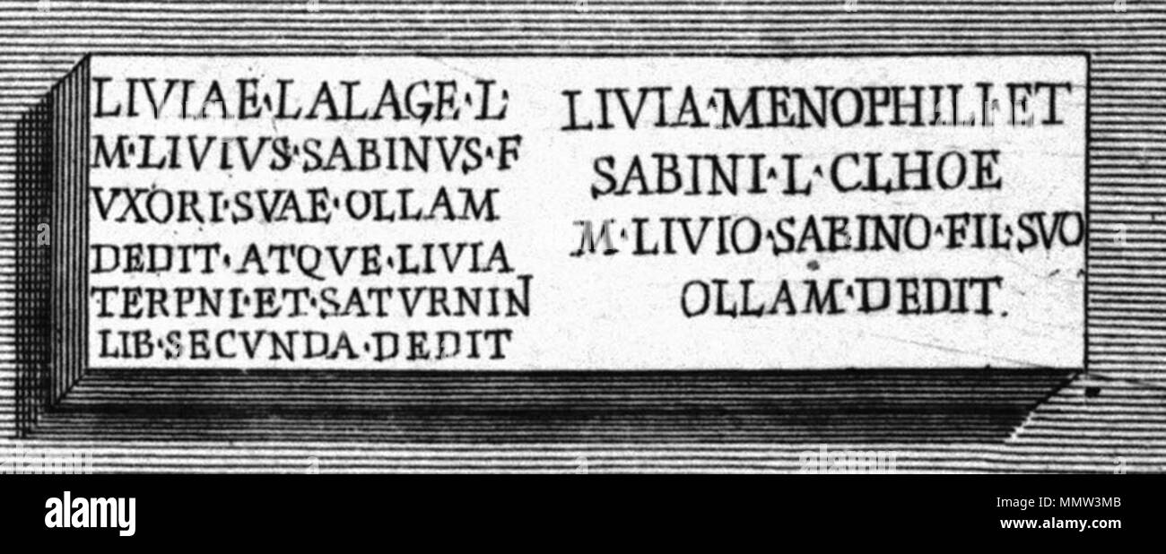 CIL VI 3940 (Le antichità Romane, Piranesi) Stock Photo