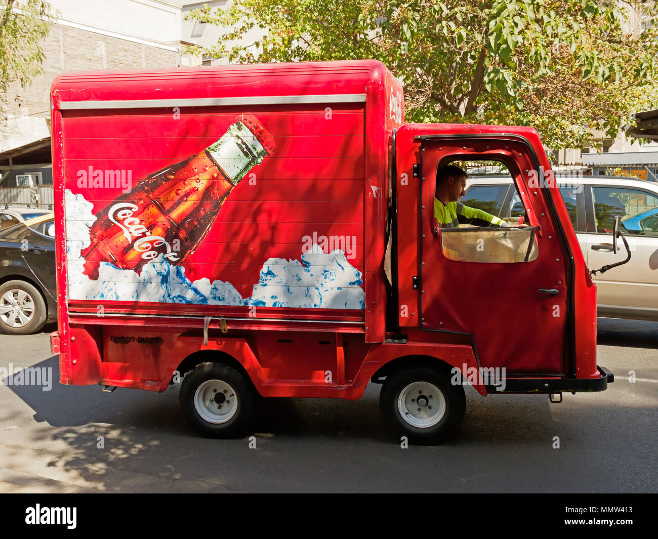 Small Coca Cola delivery truck in Santiago, Chile Stock Photo