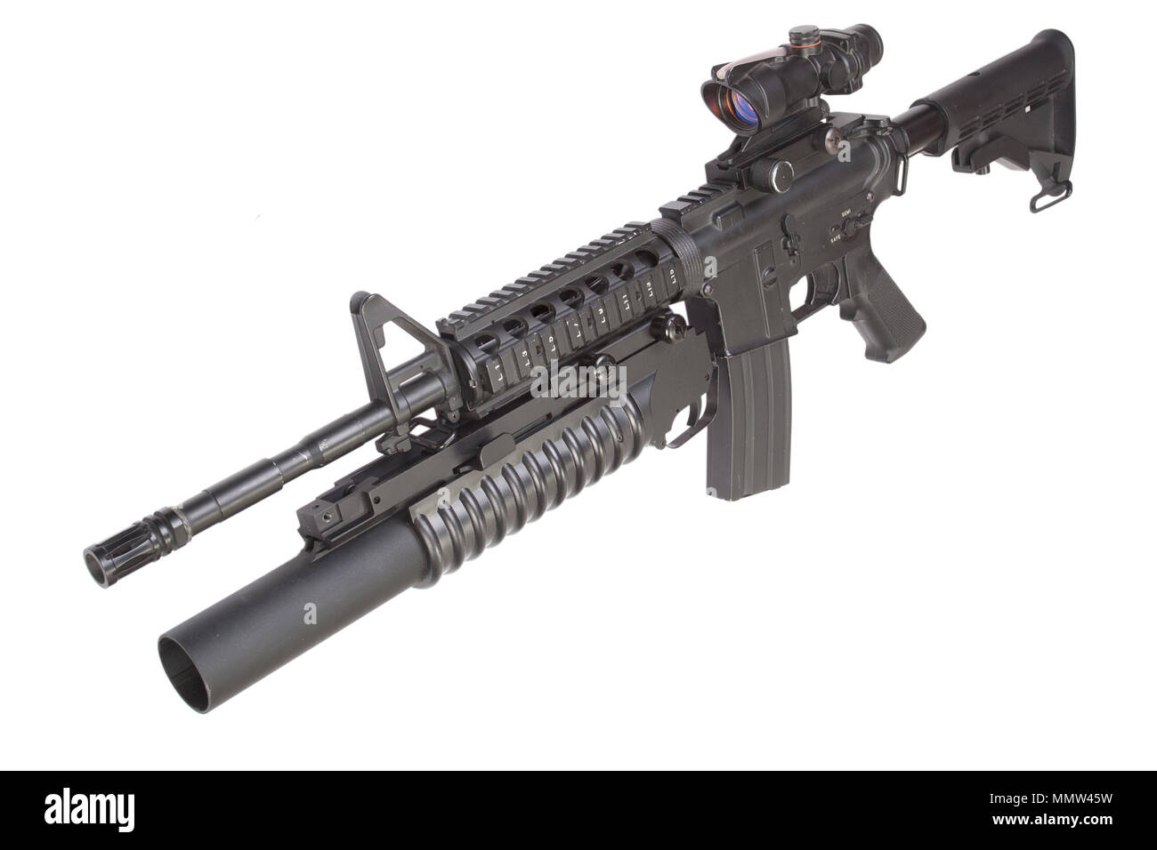 assault rifle with an M203 grenade launcher Stock Photo