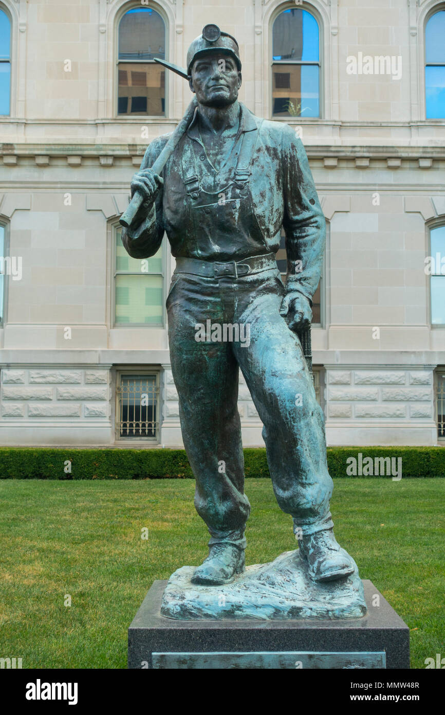 coal miner statue in Indianapolis Indiana Stock Photo Alamy