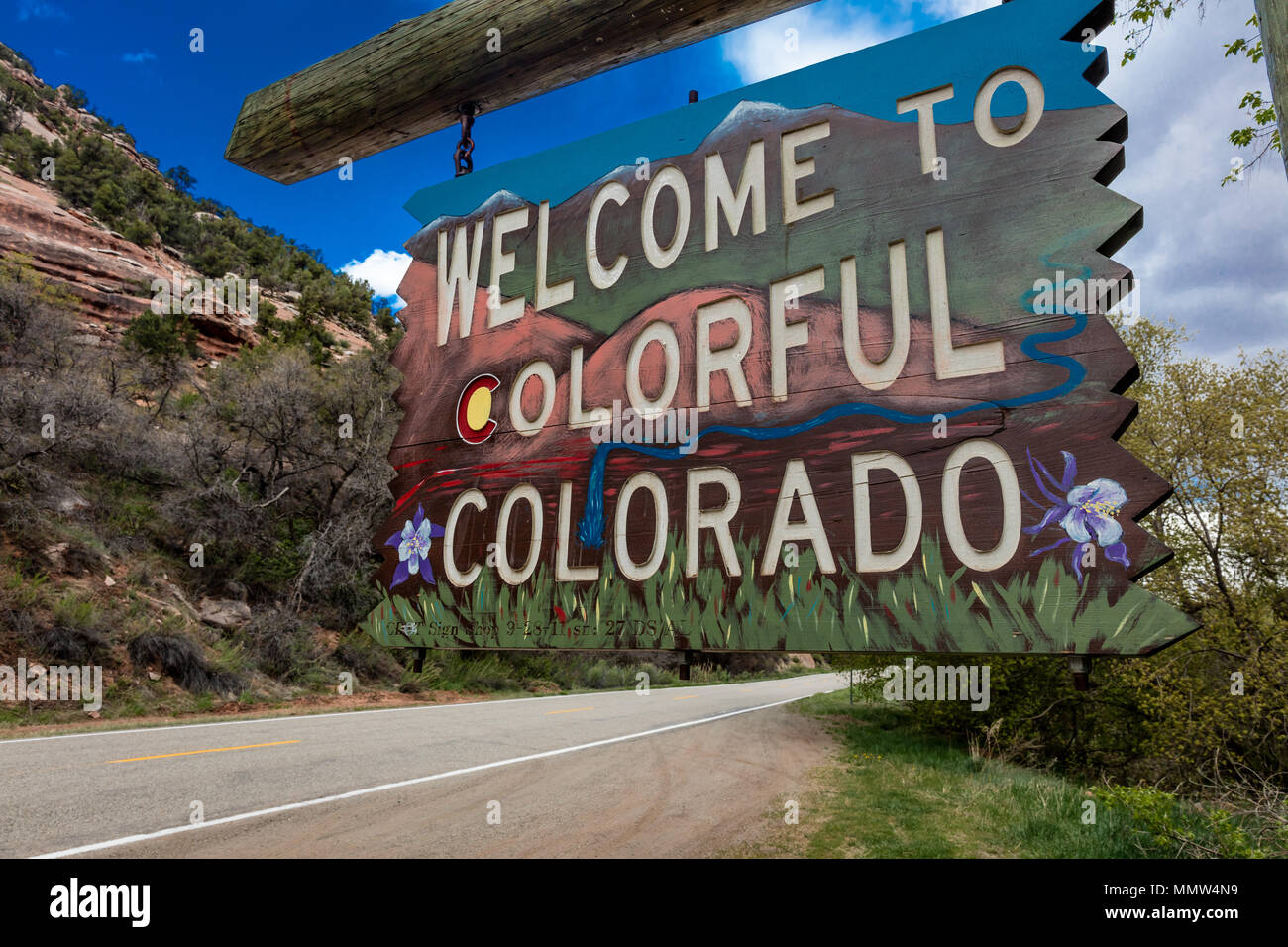 to Colorful Colorado State Road Sign near Utah/Colorado border