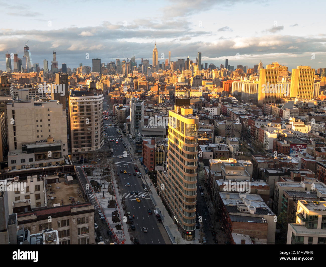 Aerial view of Midtown Manhattan from downtown in Manhattan, New York ...