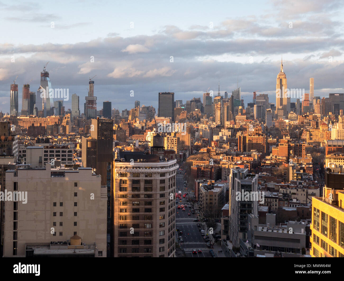 Aerial view of Midtown Manhattan from downtown in Manhattan, New York ...