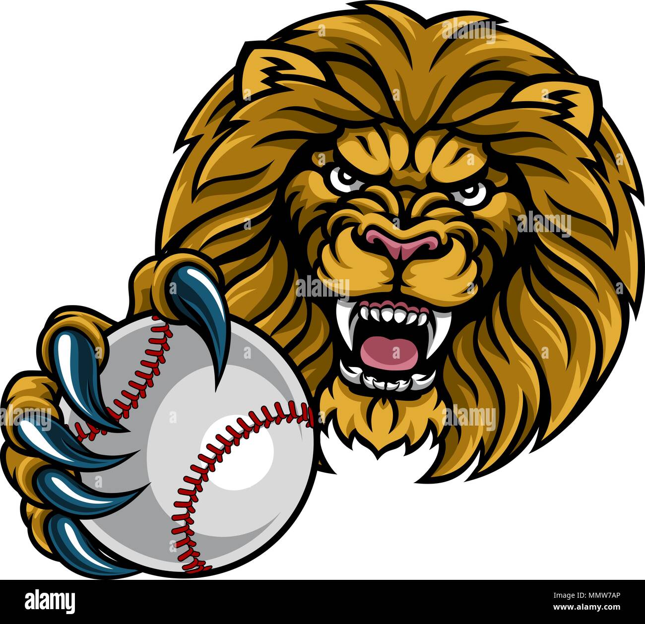 Lion Baseball Ball Sports Mascot Stock Vector