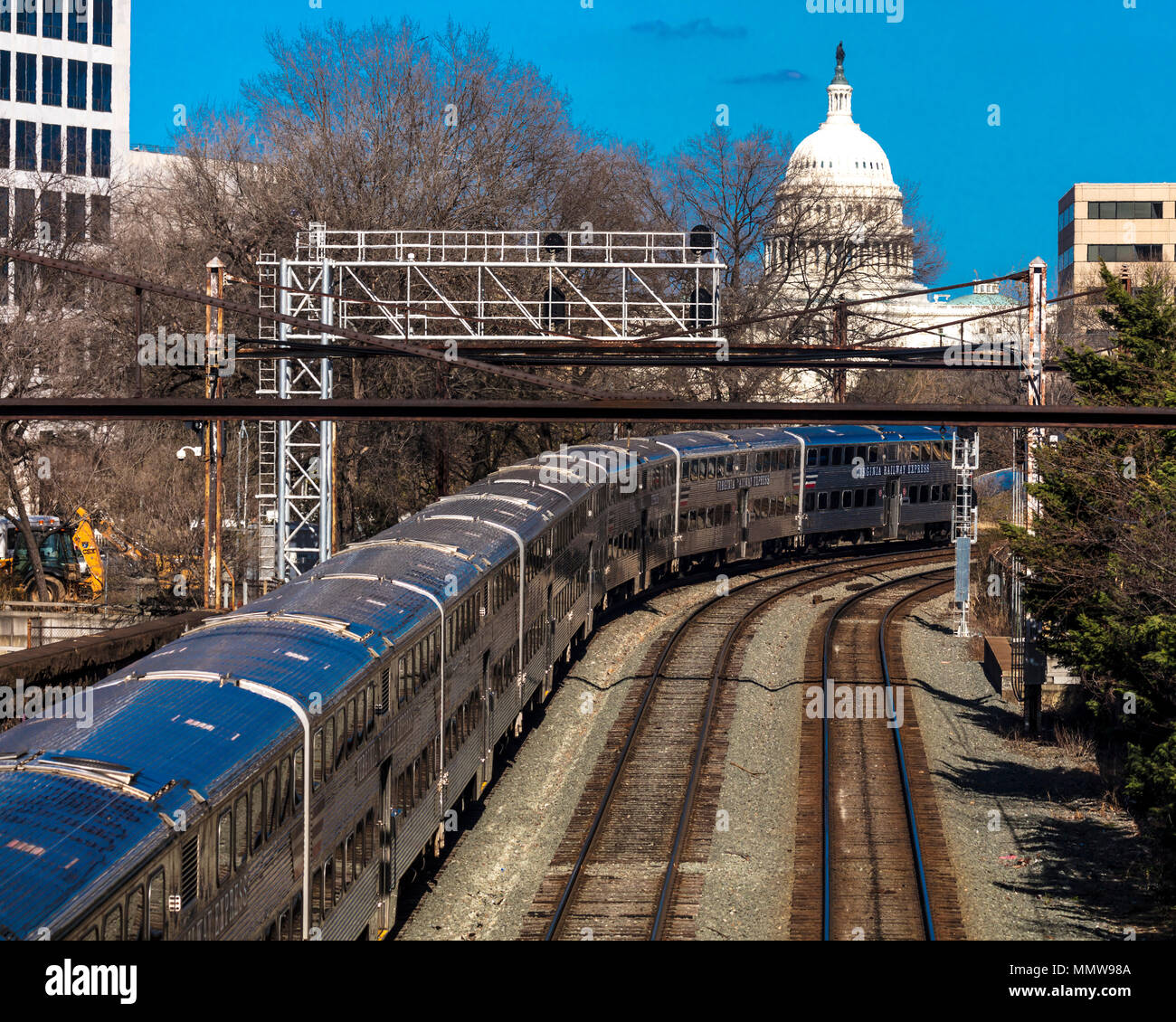MARCH 26, 2108 - Passenger Metro train with US Capitol in background ...