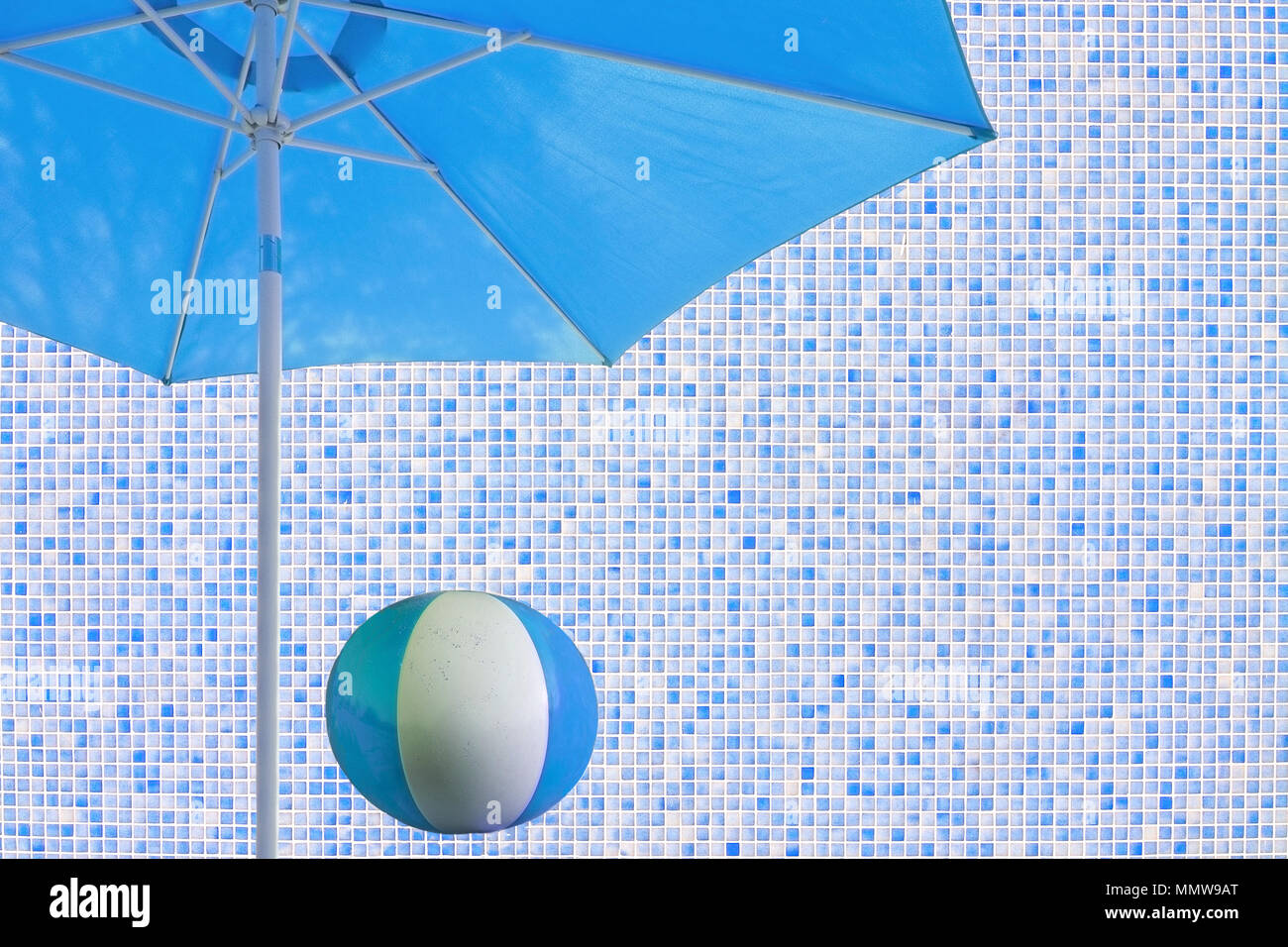 Staycation Backdrop Blue parasol and ball mosaic wall copy space backdrop staycation theme ...