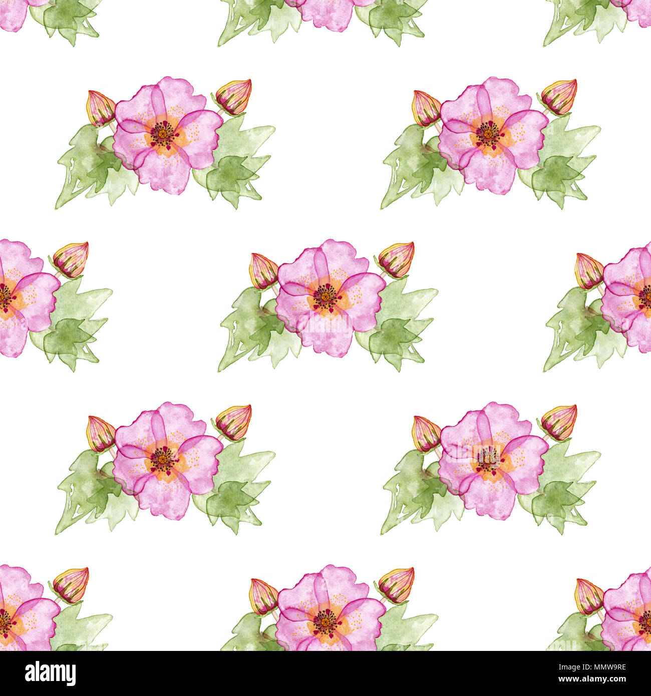 Seamless pattern with hibiscus flowers and buds Stock Photo - Alamy