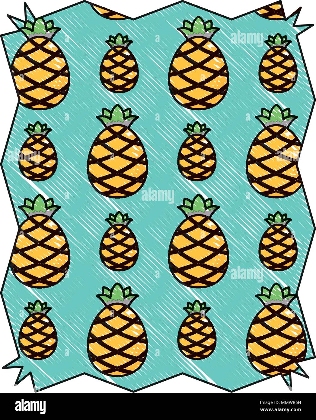 abstract frame with pineapples pattern over white background, vector illustration Stock Vector