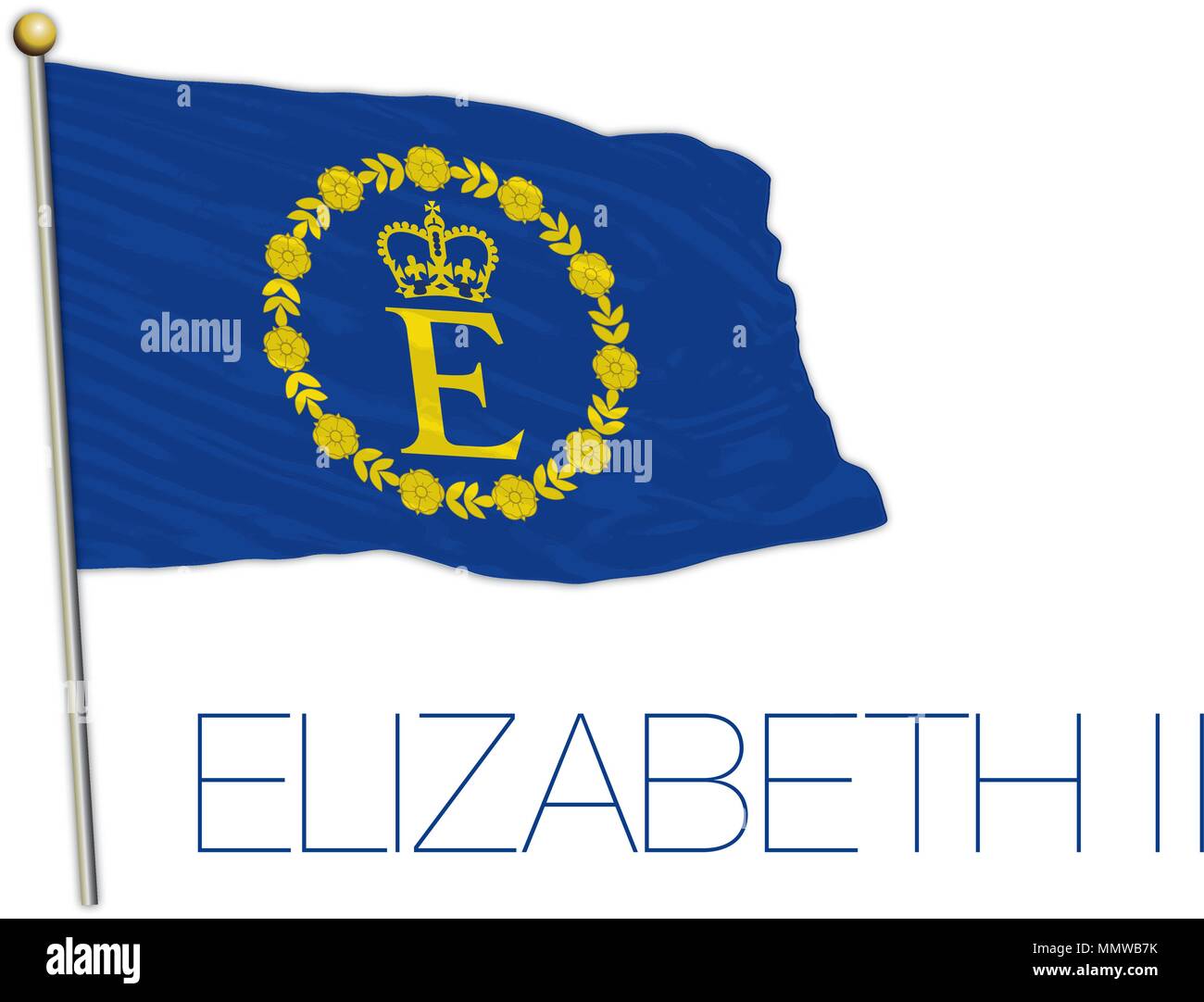 Elizabeth II official flag, United kingdom Stock Vector