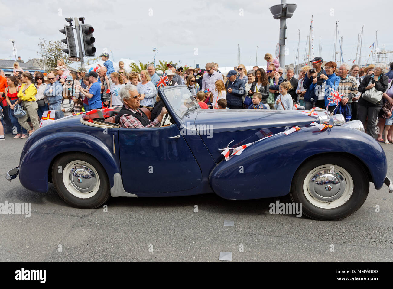 Triumph Roadster at Guernseys Liberation Day Parade Stock Photo