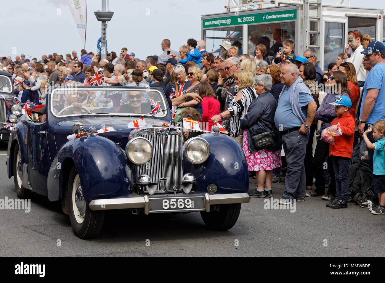 Triumph Roadster at Guernseys Liberation Day Parade Stock Photo