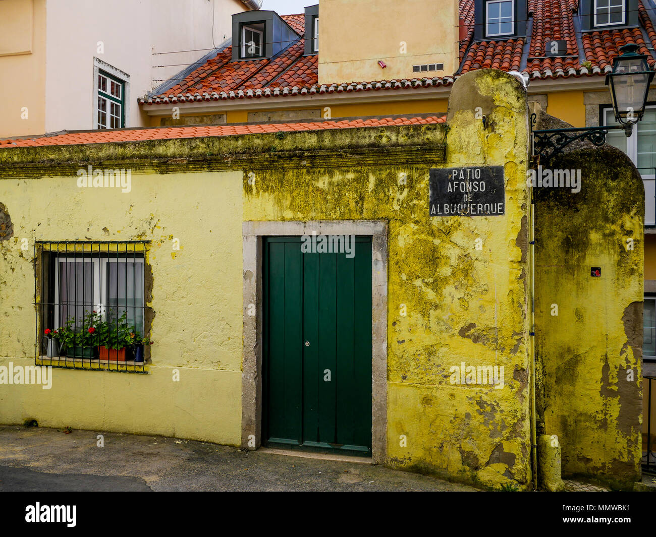 Patio Alfonso de Albuquerque, Alfama district, Lisbon, Portugal Stock Photo