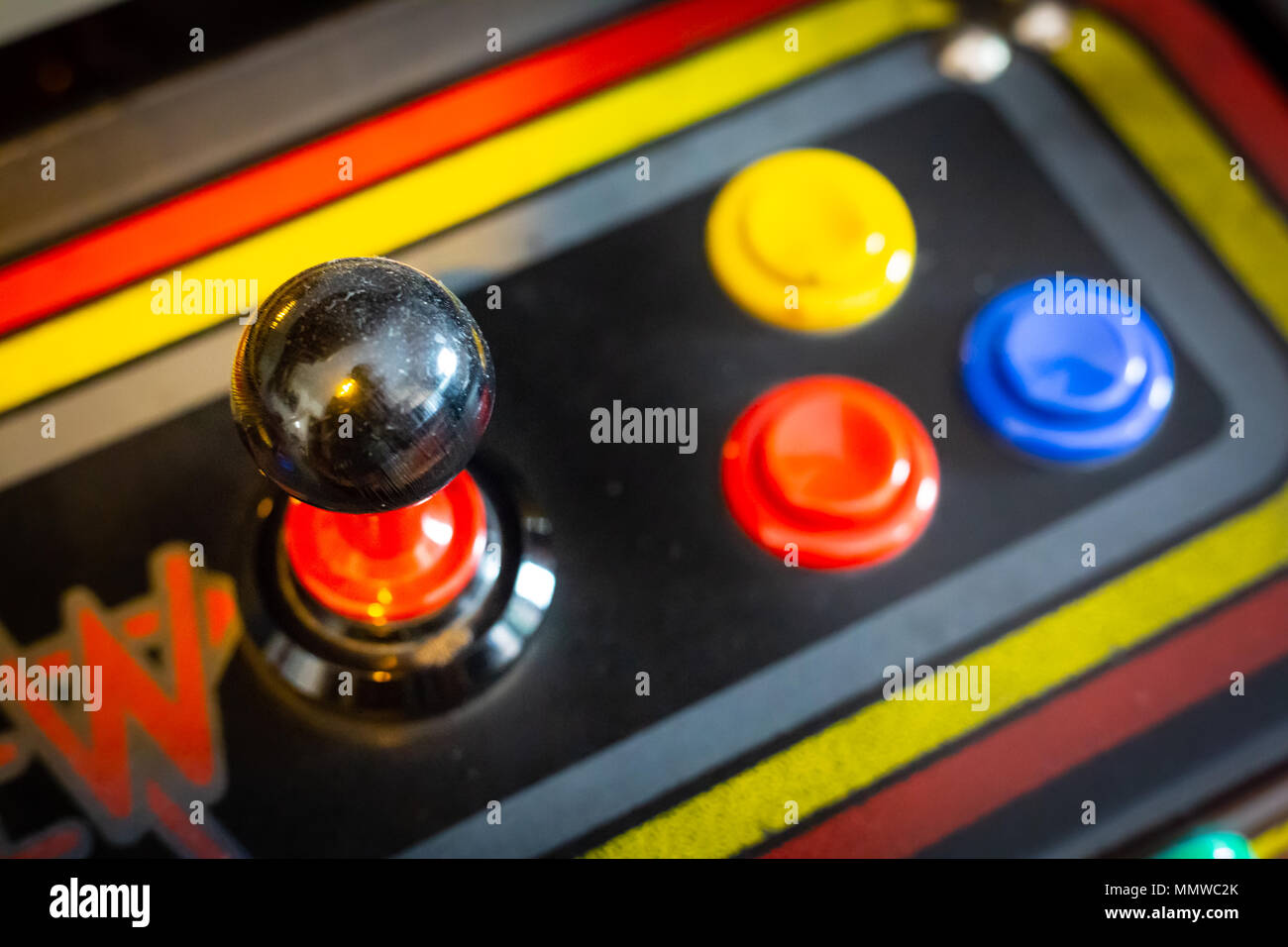 Joystick of a vintage arcade videogame CoinOp Stock Photo Alamy