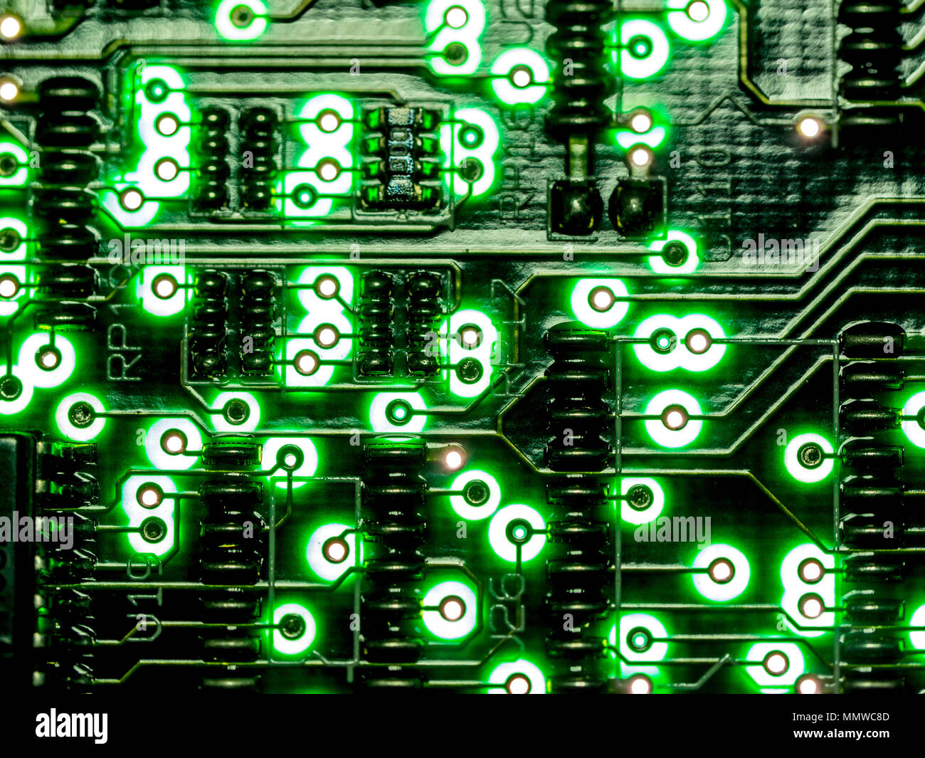 Abstract background,close up green circuit board. Electronic computer ...