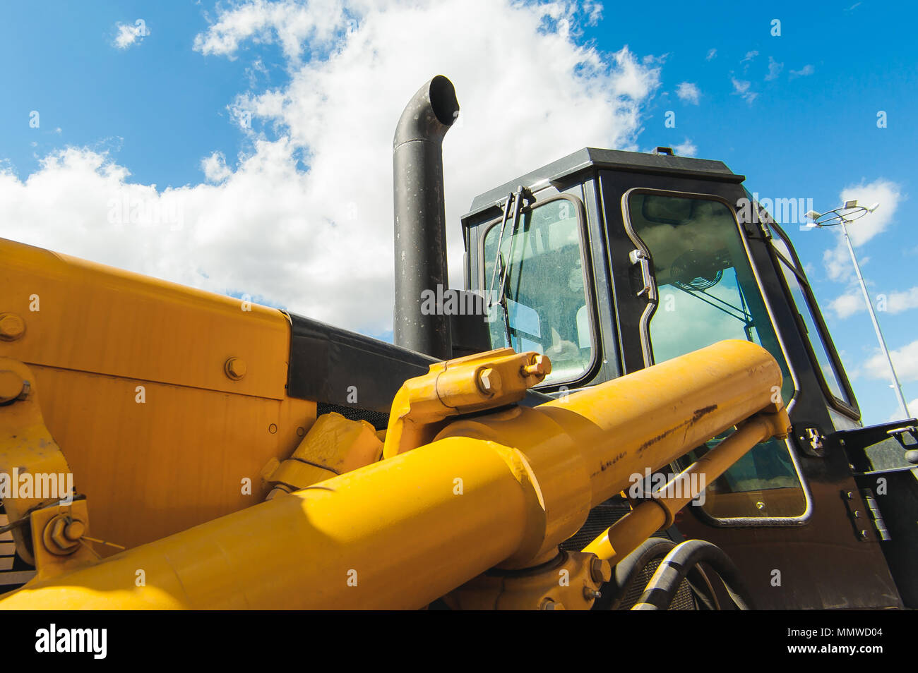 Excavator Loader Machine. Side View of Front Hoe Loader. Industrial