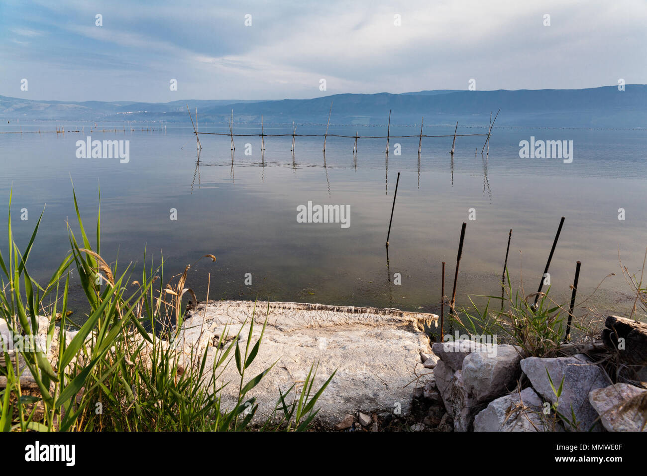 walks around Varano Lake Stock Photo