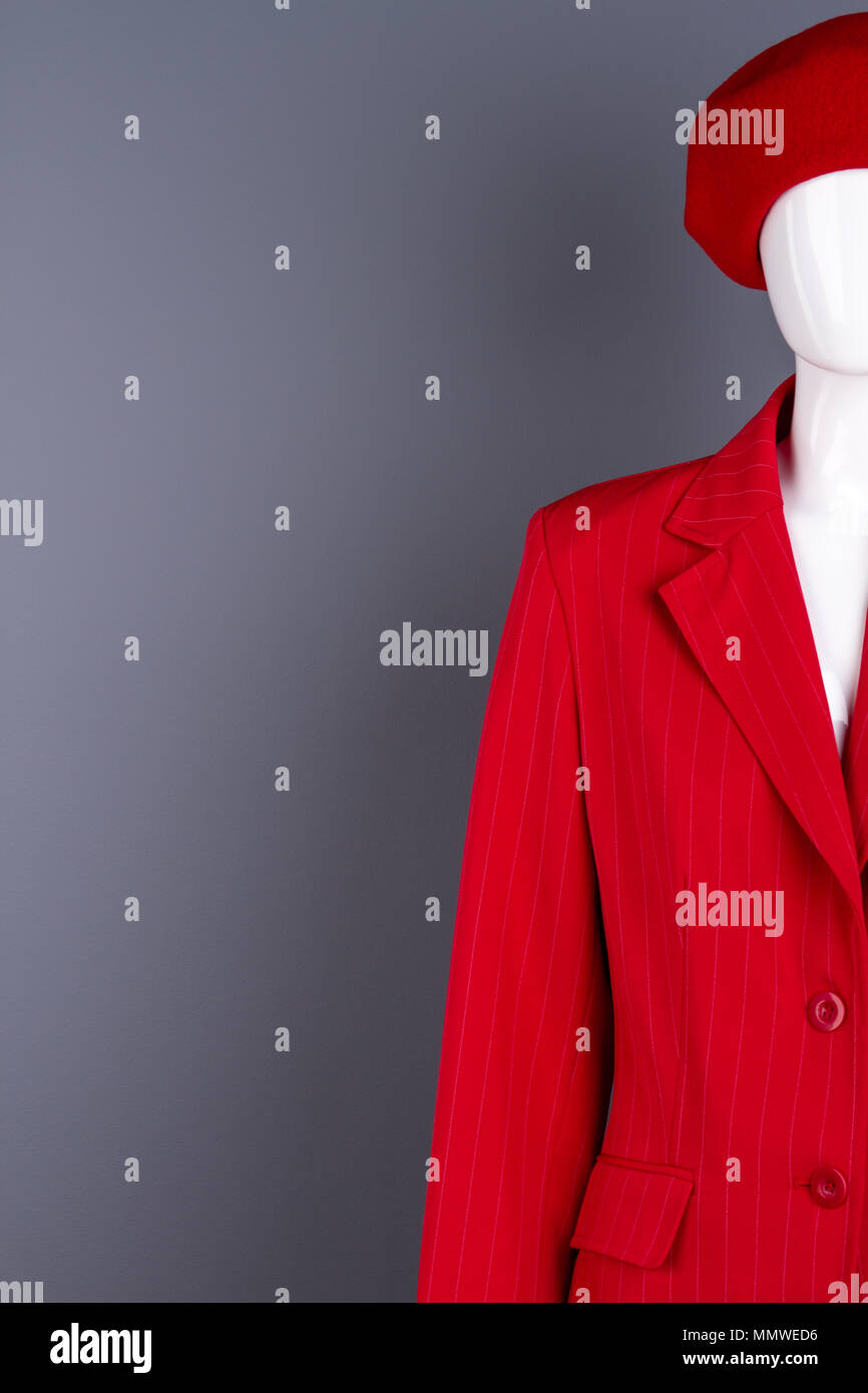 Female mannequin in red clothing, copy space. Stock Photo