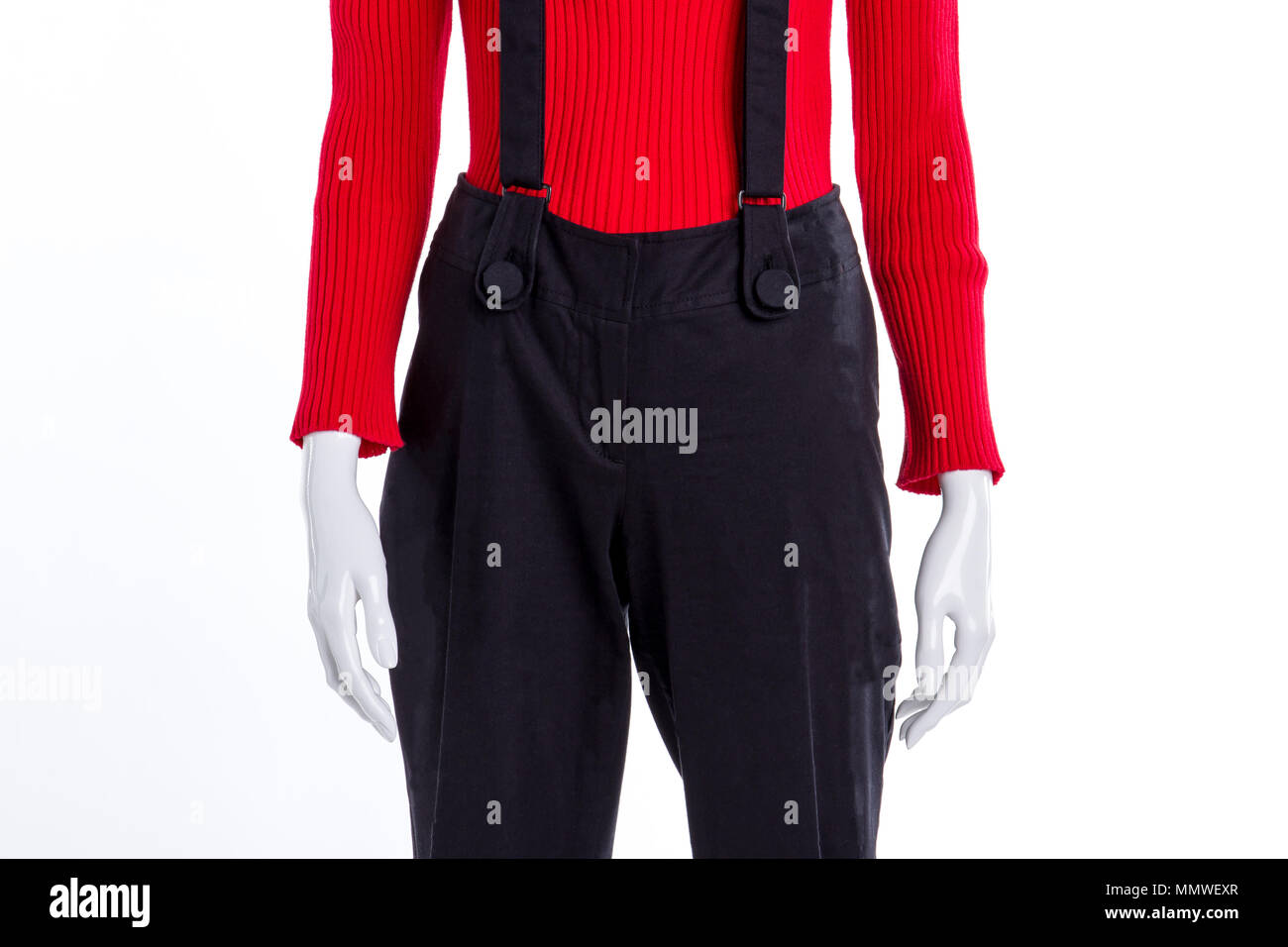 Trousers with Suspenders in Eraser