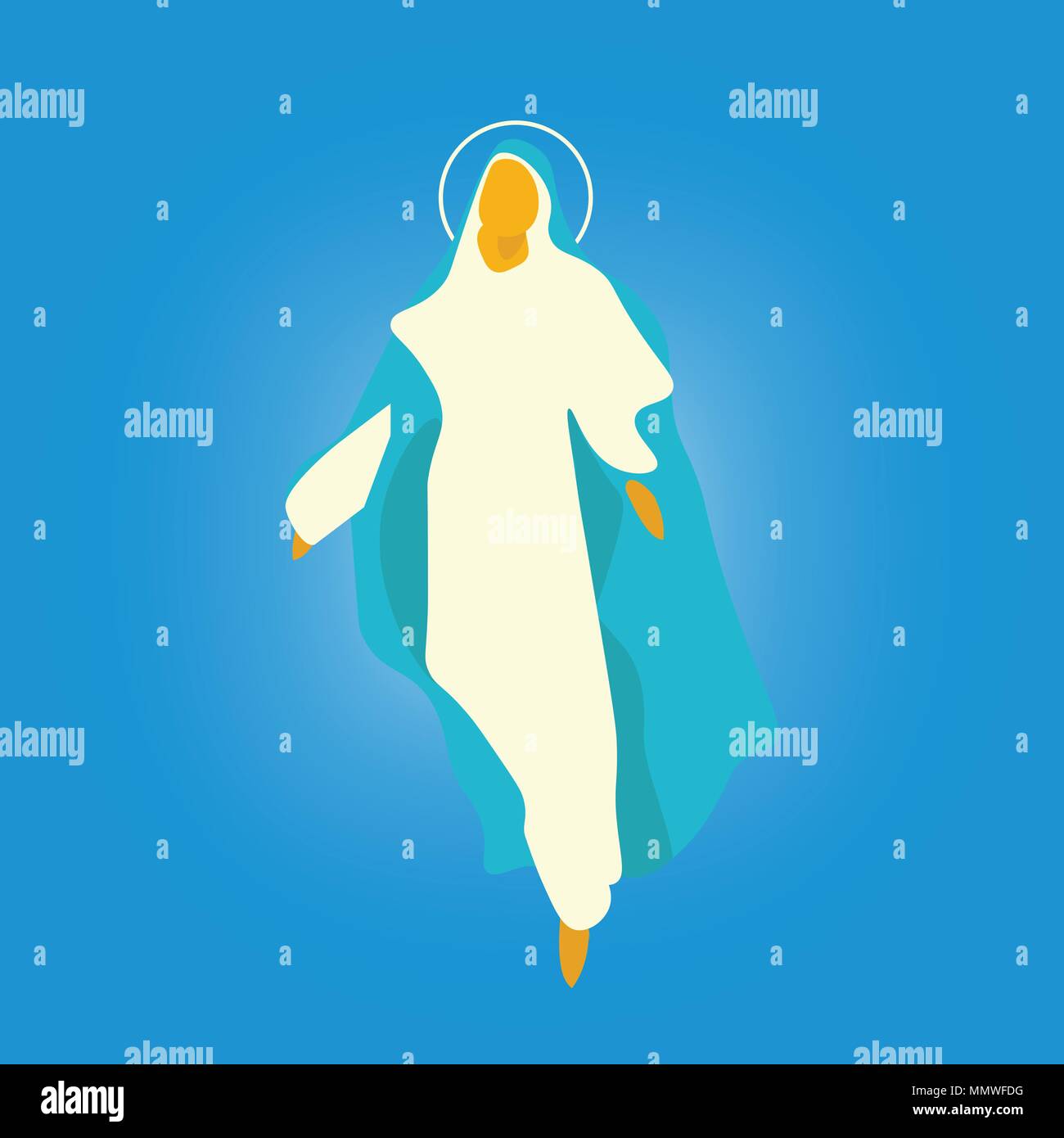 Vector illustration for: The Assumption of Mary into Heaven,  also known as the Feast of Saint Mary the Virgin and the Falling Asleep of the Blessed Virgin Mary or Dormition of the Mother of God. Stock Vector