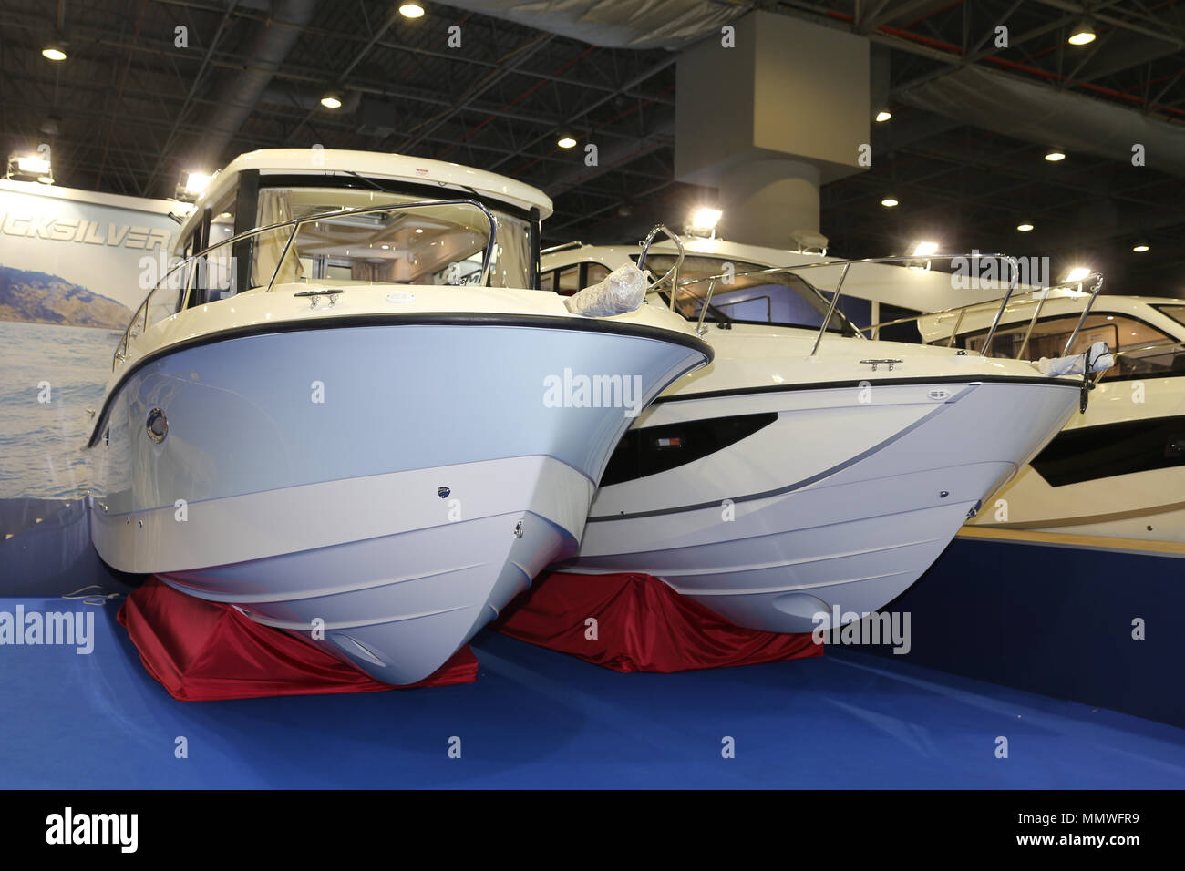 ISTANBUL, TURKEY FEBRUARY 10, 2018 Quicksilver Boats on display at