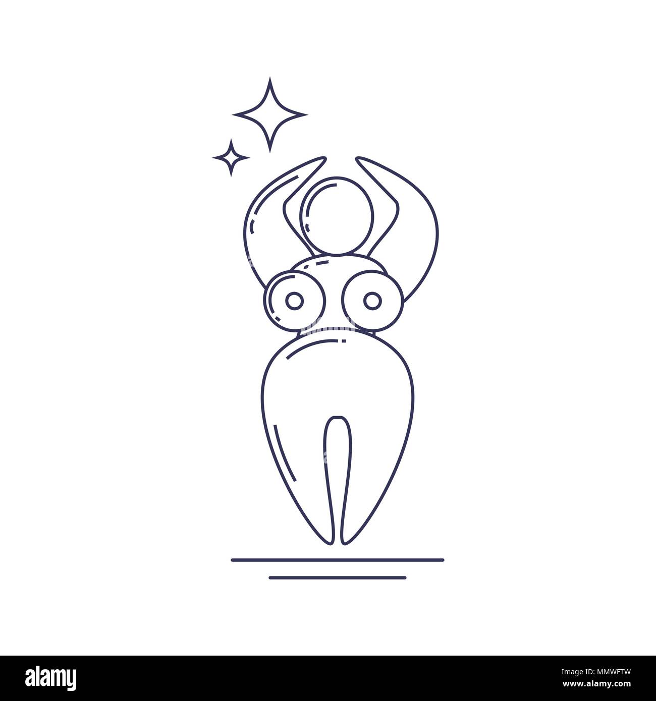 Vector illustration in a line art style of a Feminine Goddess, known as Mother Earth, Paleolithic Venus figurine, Anima Mundi or wiccan Gaia. Stock Vector